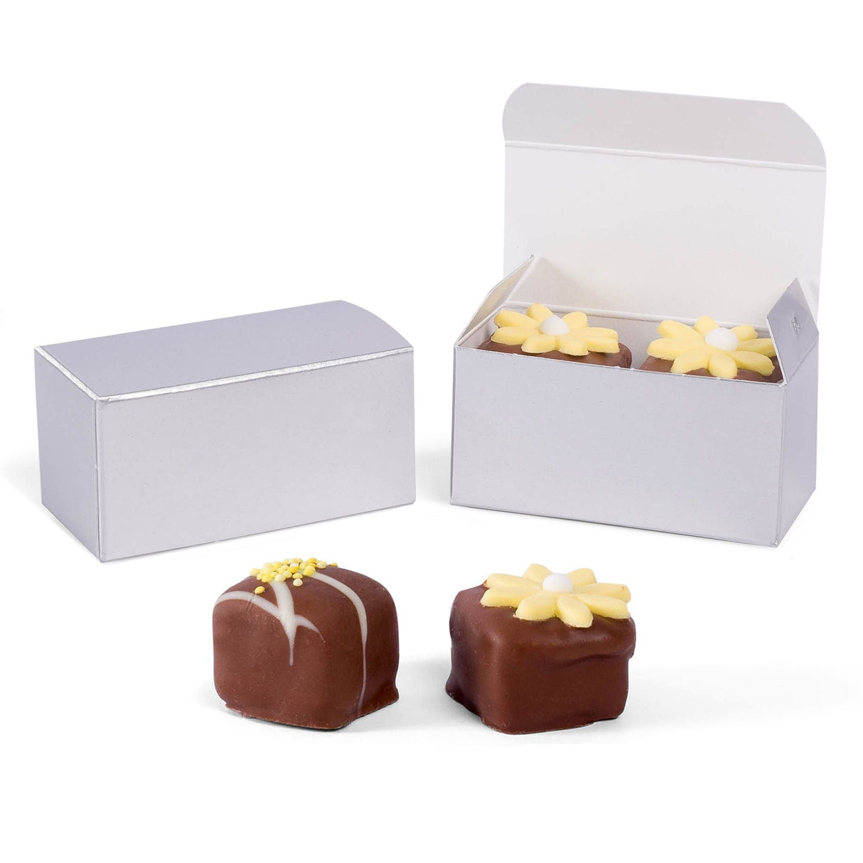 Silver - Mini Truffle Candy Box - 2-9/16 x 1-5/16 x 1-1/4"