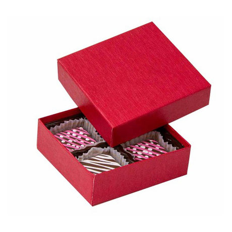 Cherry Red - Rigid Candy Box - Lid & Base - (1/8 lb) 3-1/2 x 3-1/4 x 1-1/8"