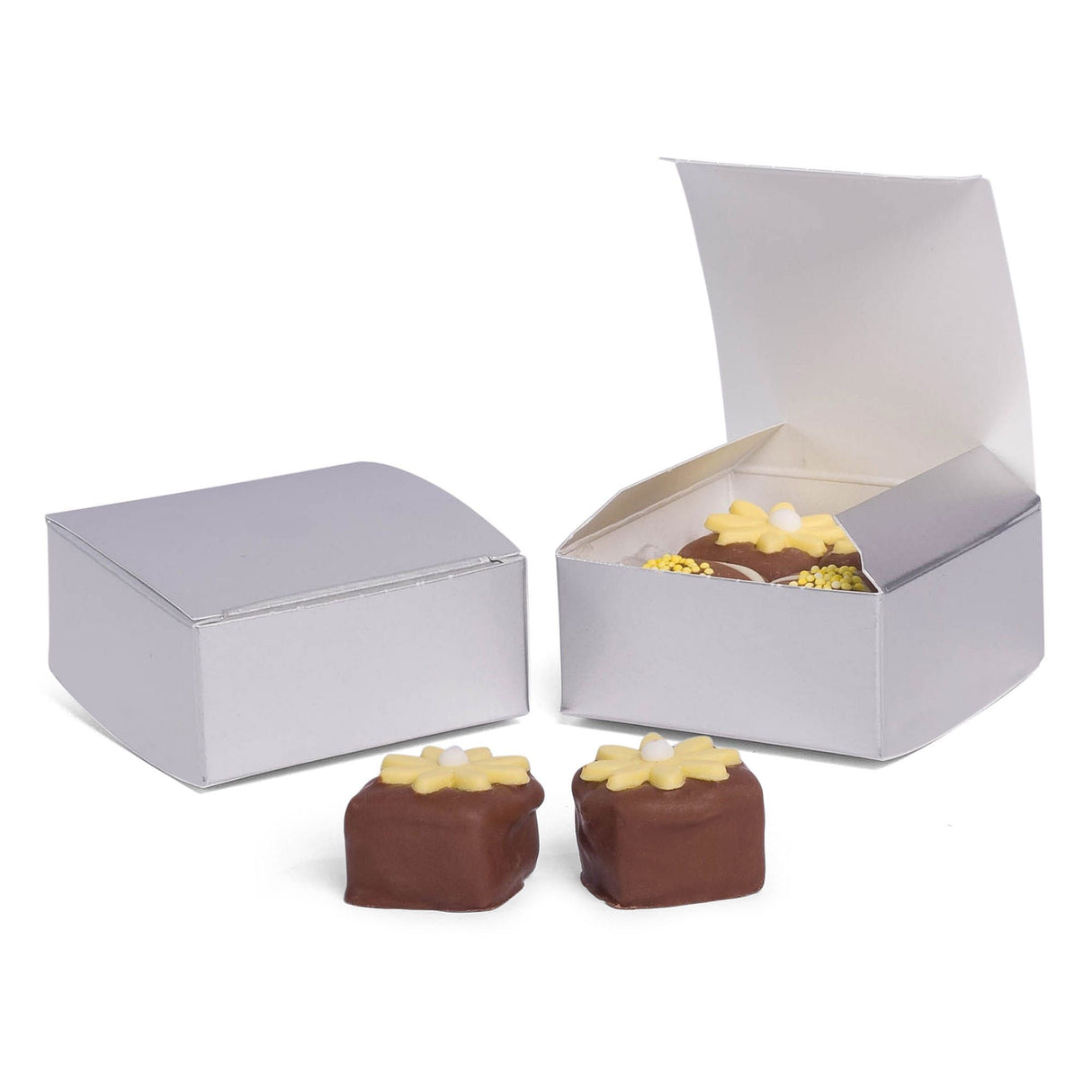 Silver - Maxi Truffle Candy Box - 2-1/2 x 2-1/2 x 1-1/8"