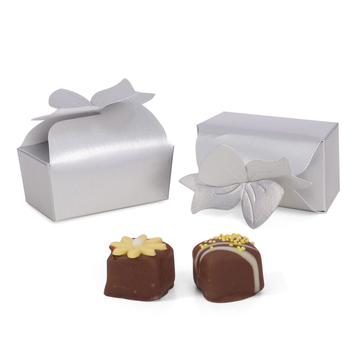 Silver - Bow Top Favor Box - 2-5/8 x 1-1/2 x 1-3/16"