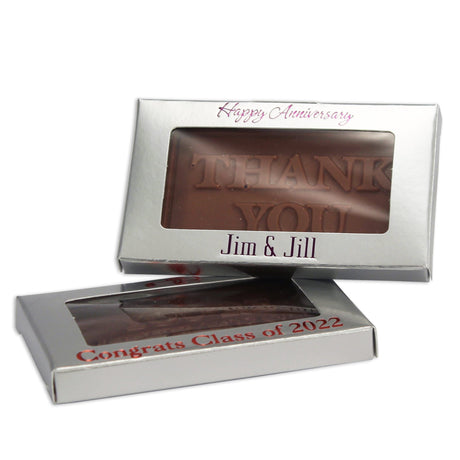 Silver Foil - with Window - Chocolate Bar Favor Box - 3-7/8 x 2-5/16 x 7/16"
