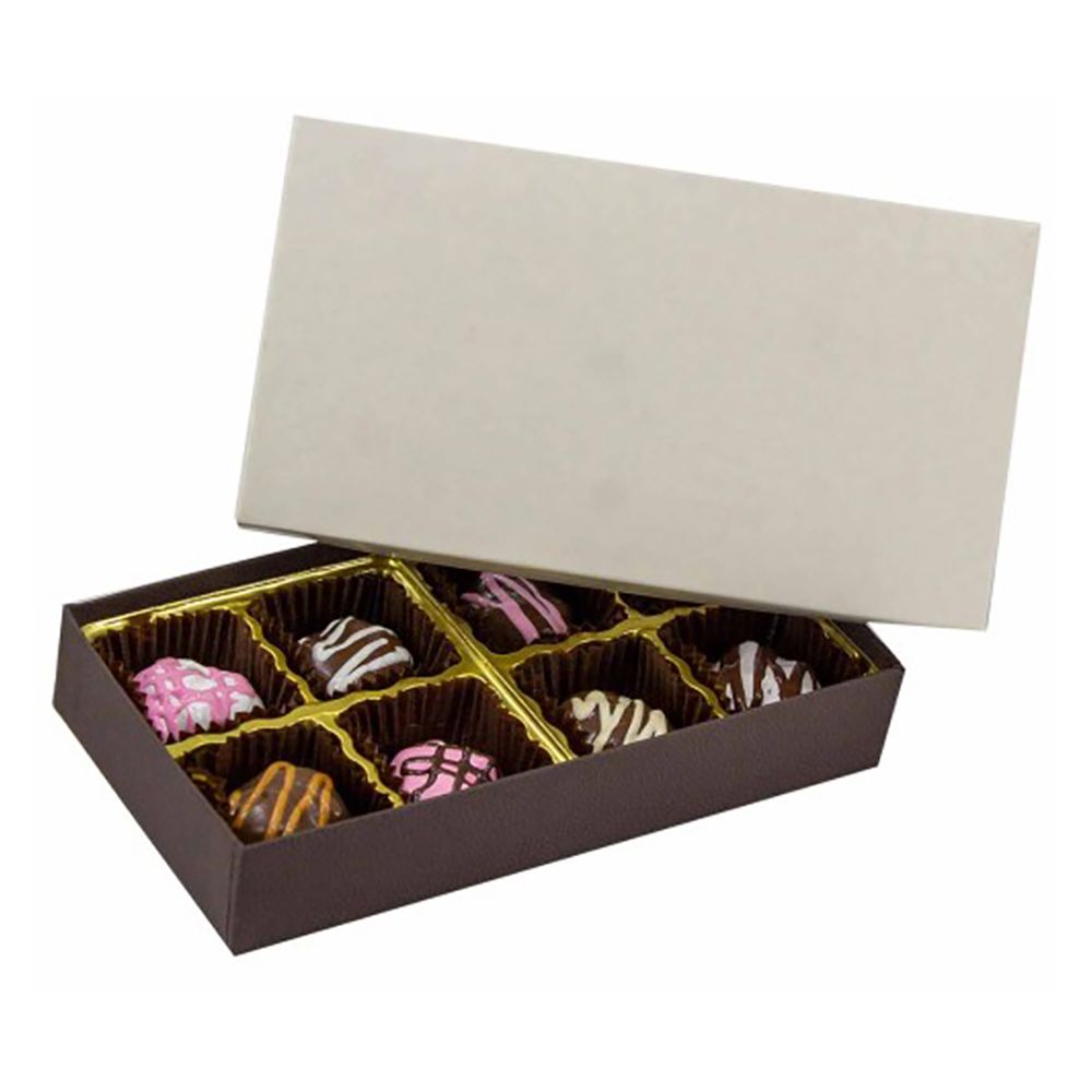 Cream / Coffee Base - Rigid Candy Box - Lid & Base - (1/4 lb) 6-1/2 x 3-1/2 x 1-1/8"