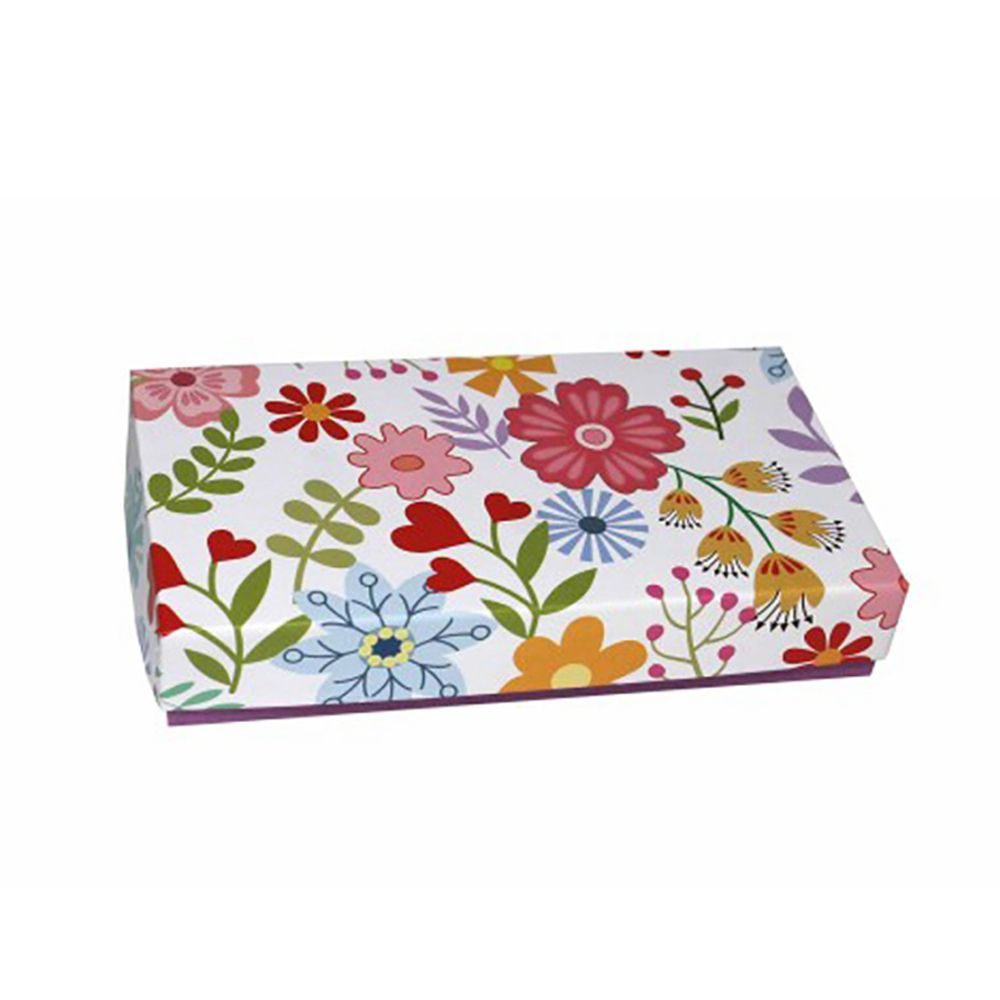 Spring Flowers - Lilac Base - Rigid Candy Box - Lid & Base - (1/4 lb) 6-1/2 x 3-1/2 x 1-1/8"