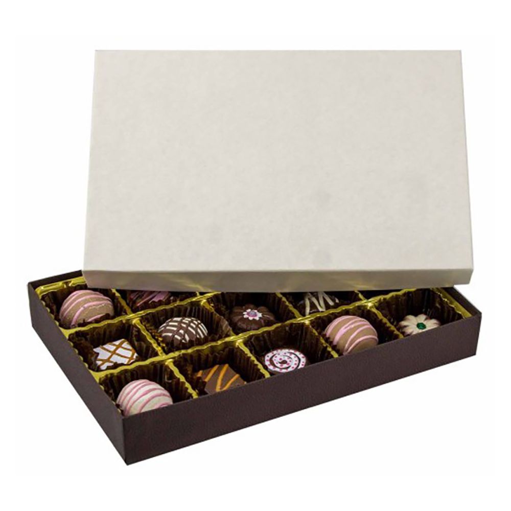 Cream / Coffee Base - Rigid Candy Box - Lid & Base - (1/2 lb) 8-1/8 x 5-1/4 x 1-1/8"