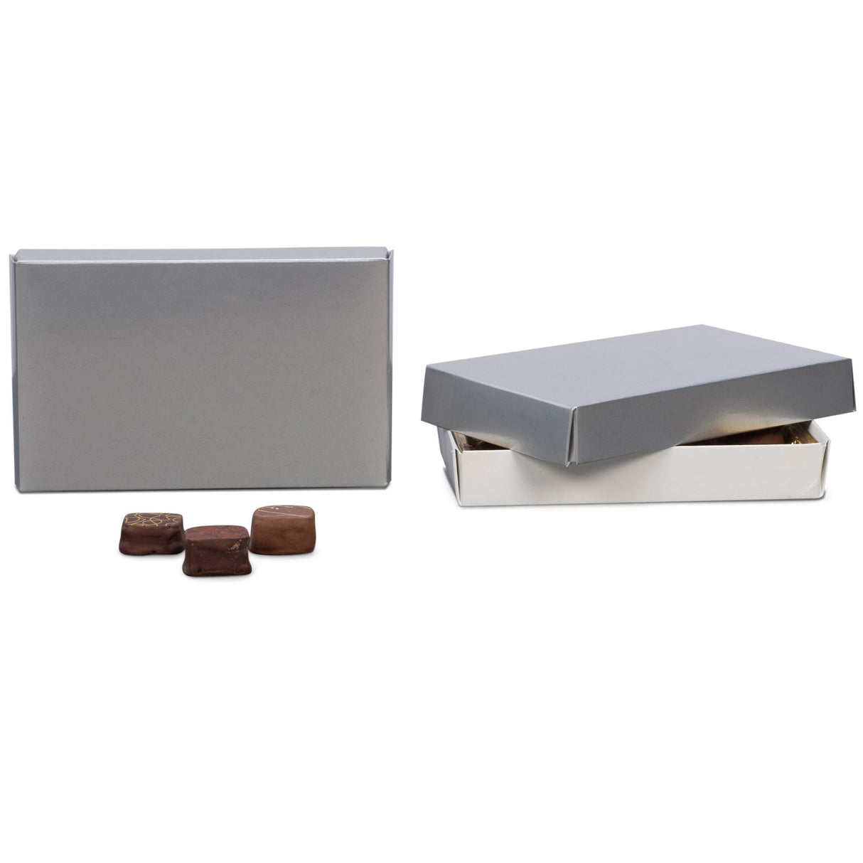 Silver - Candy Box Lid - (1/2 lb x 2 Layers) 7-1/8 x 4-1/2 x 1-1/8"