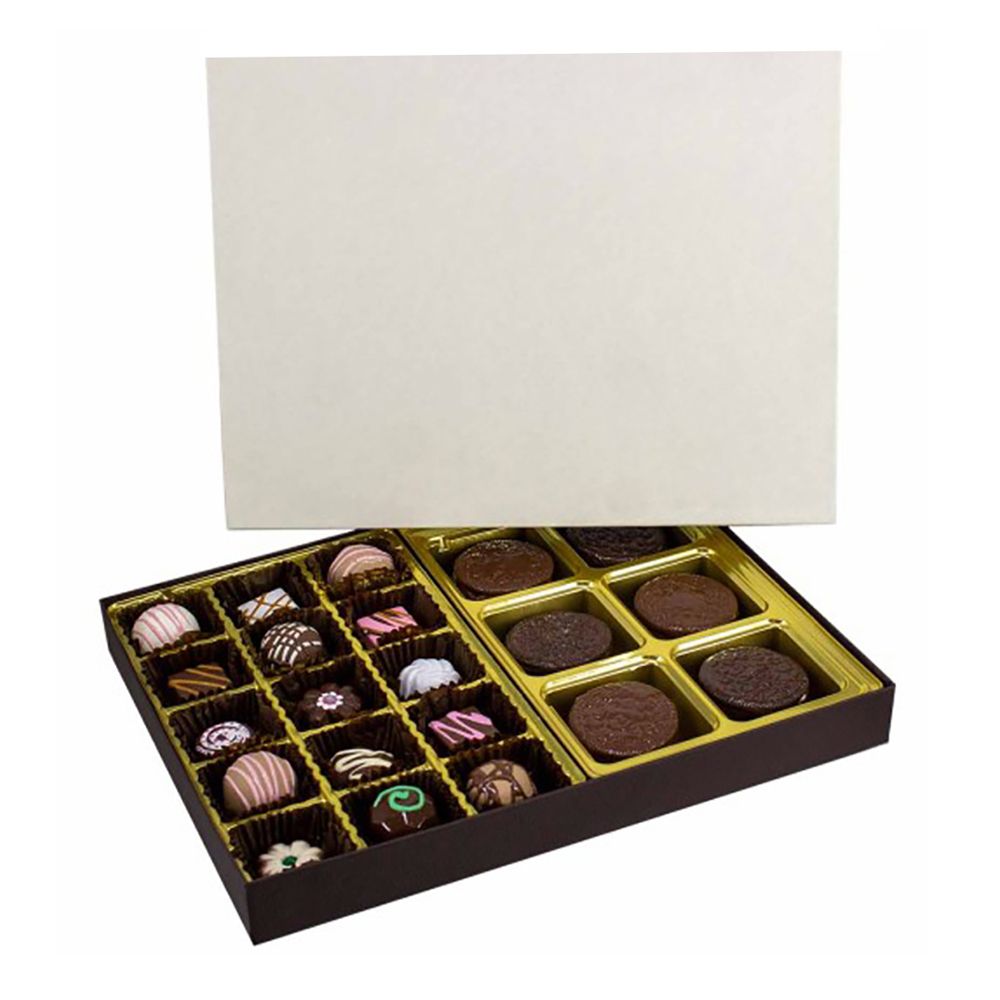 Cream / Coffee Base - Rigid Candy Box - Lid & Base - (1 lb) 10-1/2 x 8-1/8 x 1-1/8"