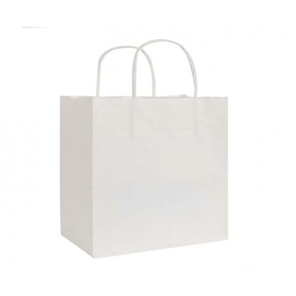White Kraft - Paper Restaurant / Take Out Bag - 8 x 5 x 8"