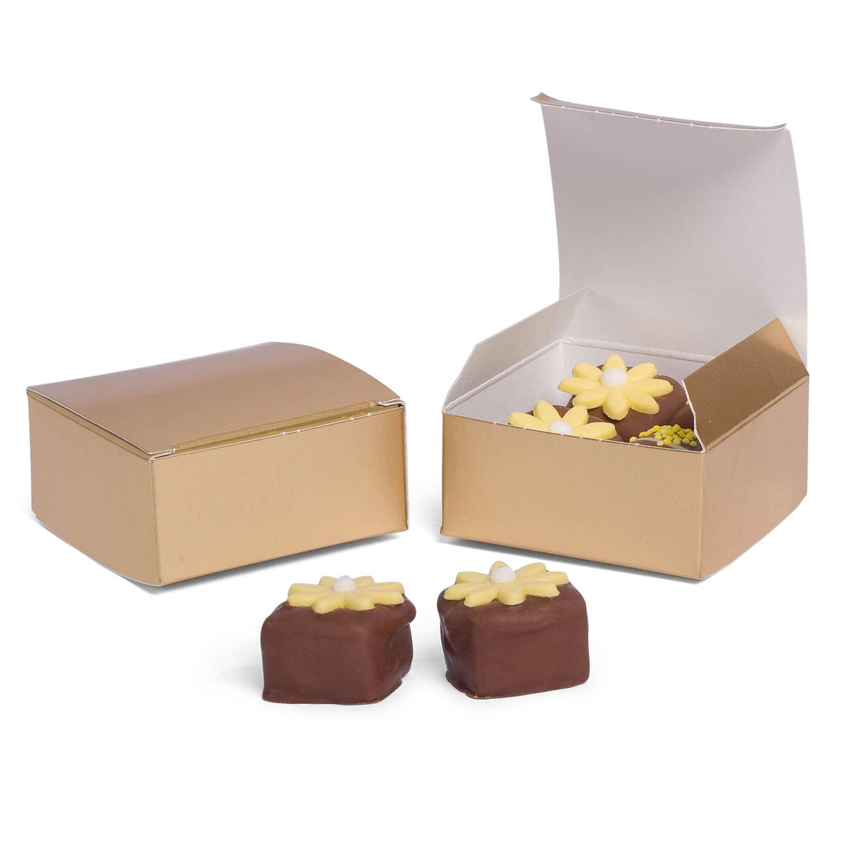 Gold Foil - Maxi Truffle Candy Box - 2-1/2 x 2-1/2 x 1-1/8"