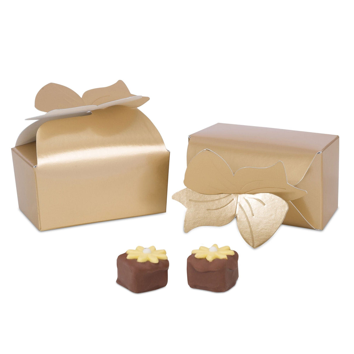 Gold Foil - Bow Top Favor Box - 3-1/2 x 2 x 1-11/16"