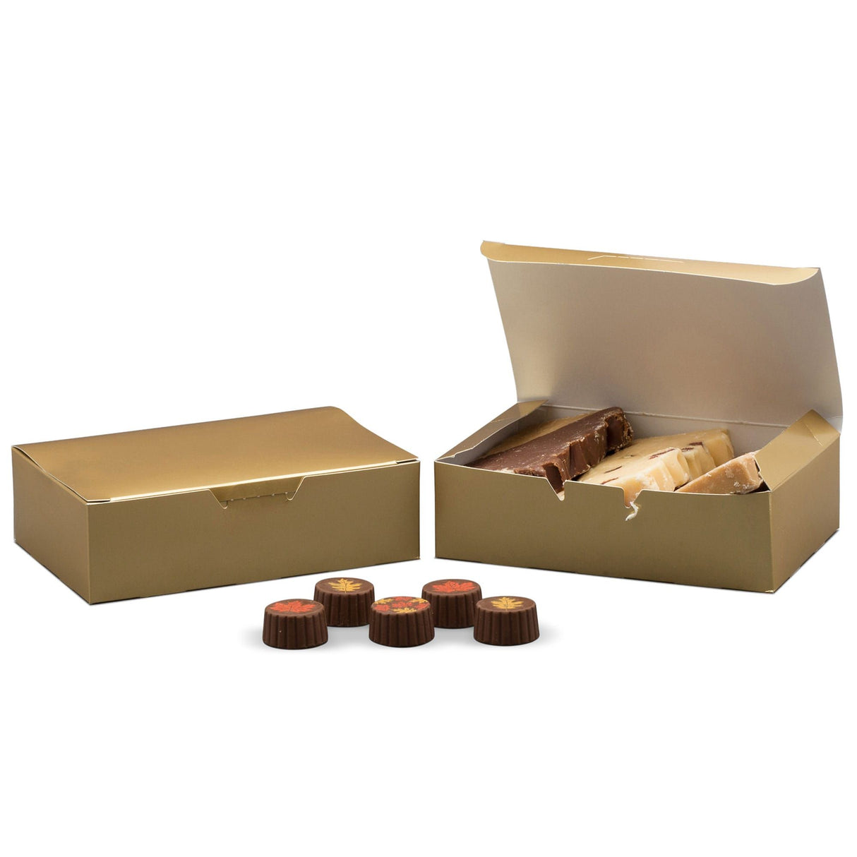 Gold Foil - Folding Candy Box - (1-1/2 lb) 7 x 4-1/2 x 2"