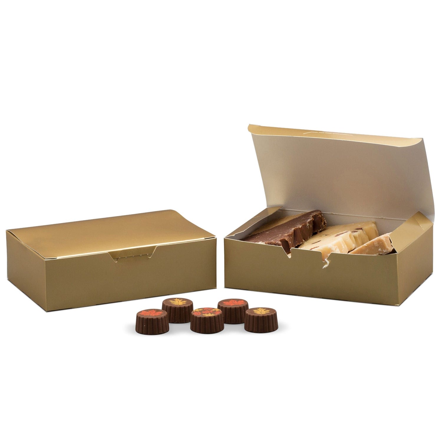 Gold Foil - Folding Candy Box - (1-1/2 lb) 7 x 4-1/2 x 2"