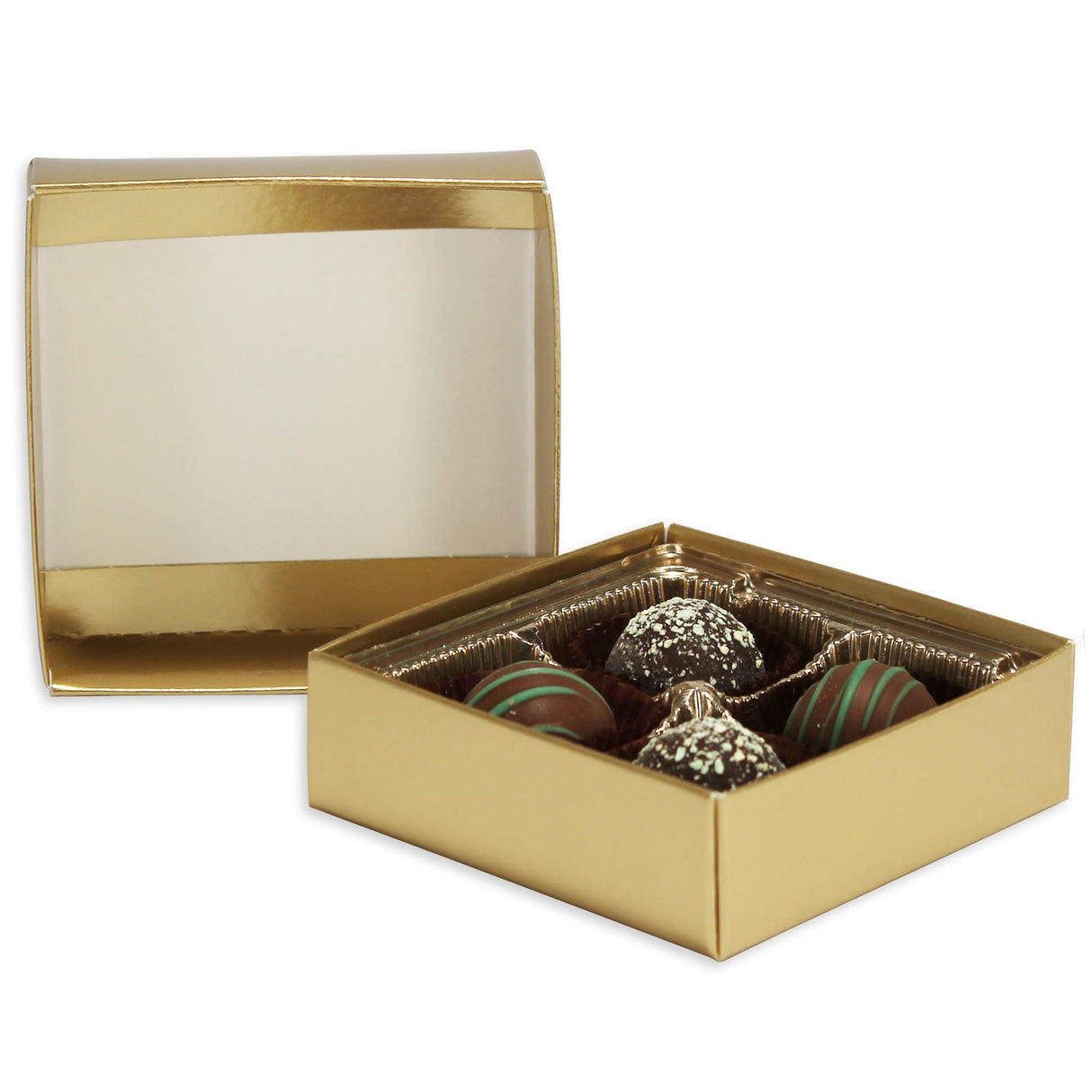 Gold Foil - Candy Box Base - (3 oz) 3-1/2 x 3-1/2 x 1-1/8"