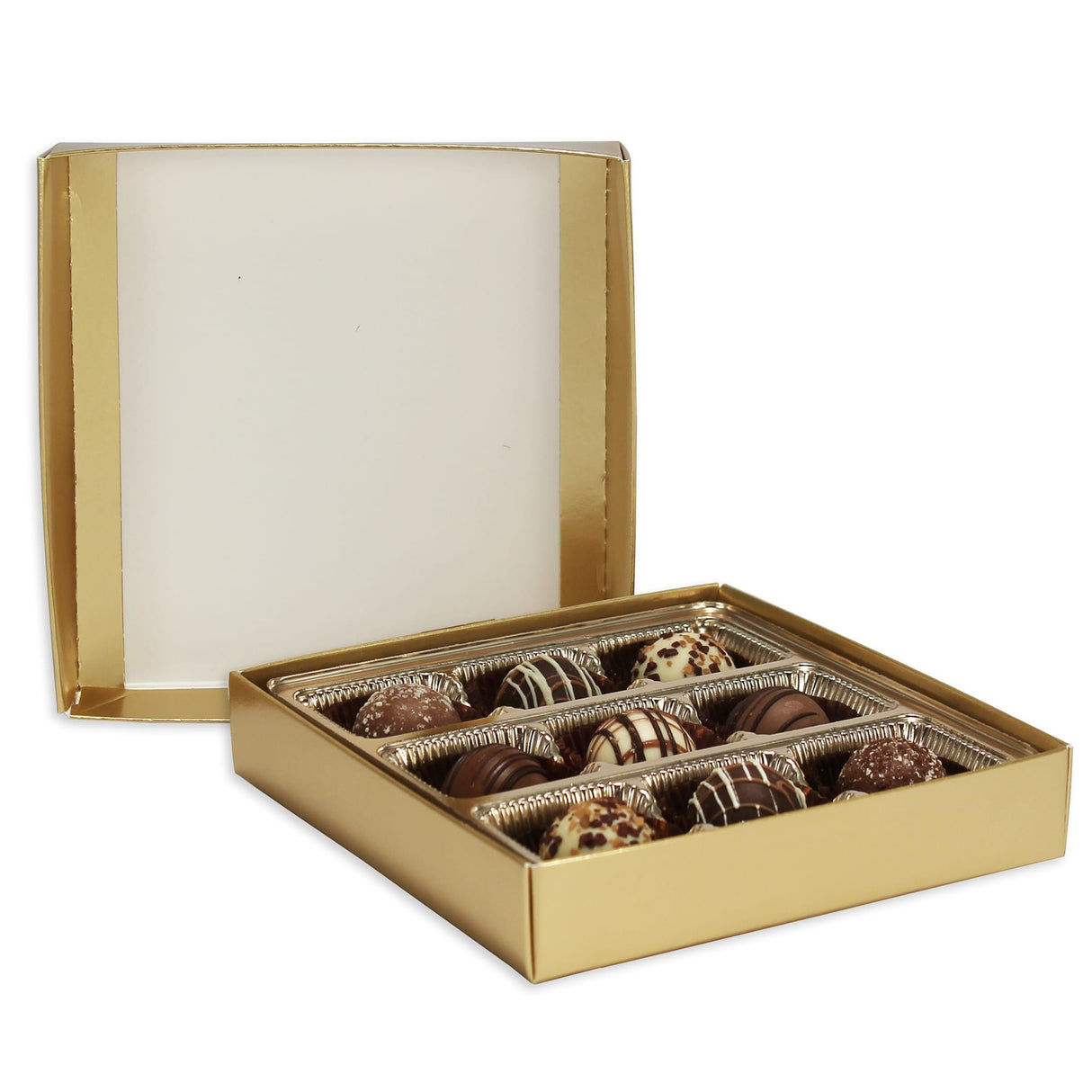 Gold Foil - Candy Box Base - (8 oz) 5-9/16 x 5-9/16 x 1-1/8"