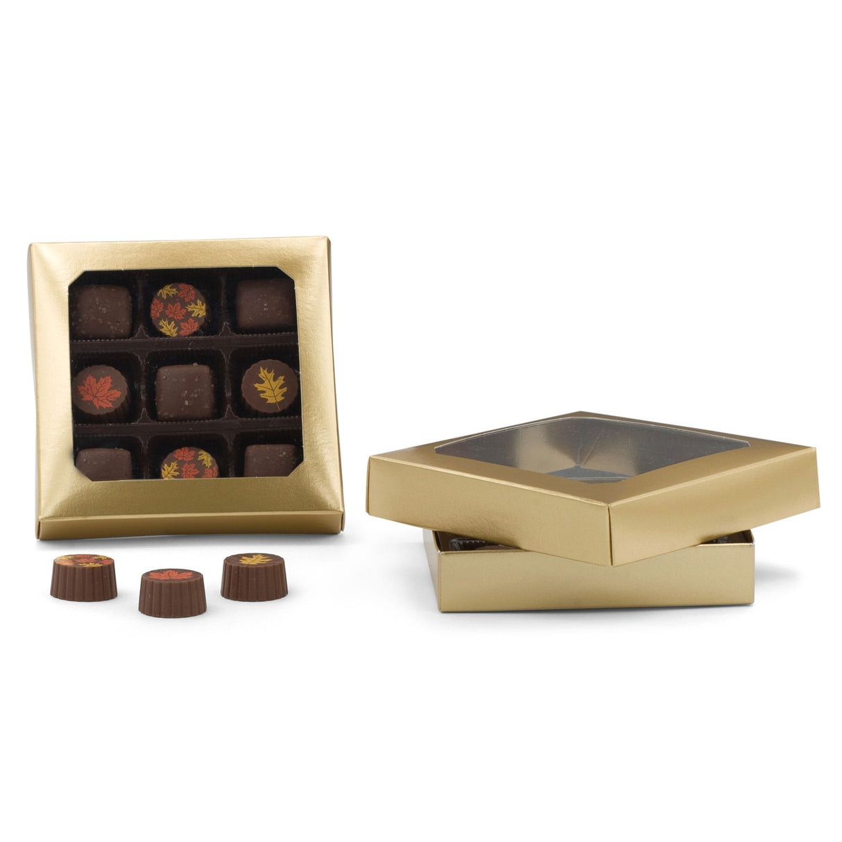Gold Window - Candy Box Lid - (8 oz x 2 Layers) 5-3/4 x 5-3/4 x 1-1/8"