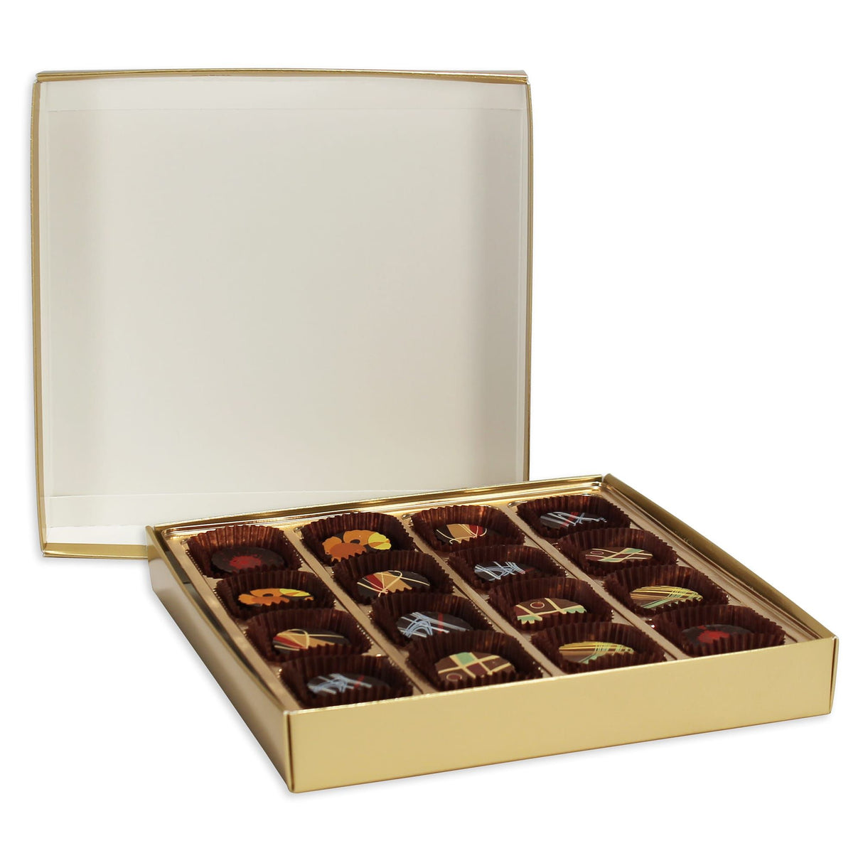 Gold Foil Deep Base - Candy Box Base - (16 oz) 7-9/16 x 7-9/16 x 1-1/8"