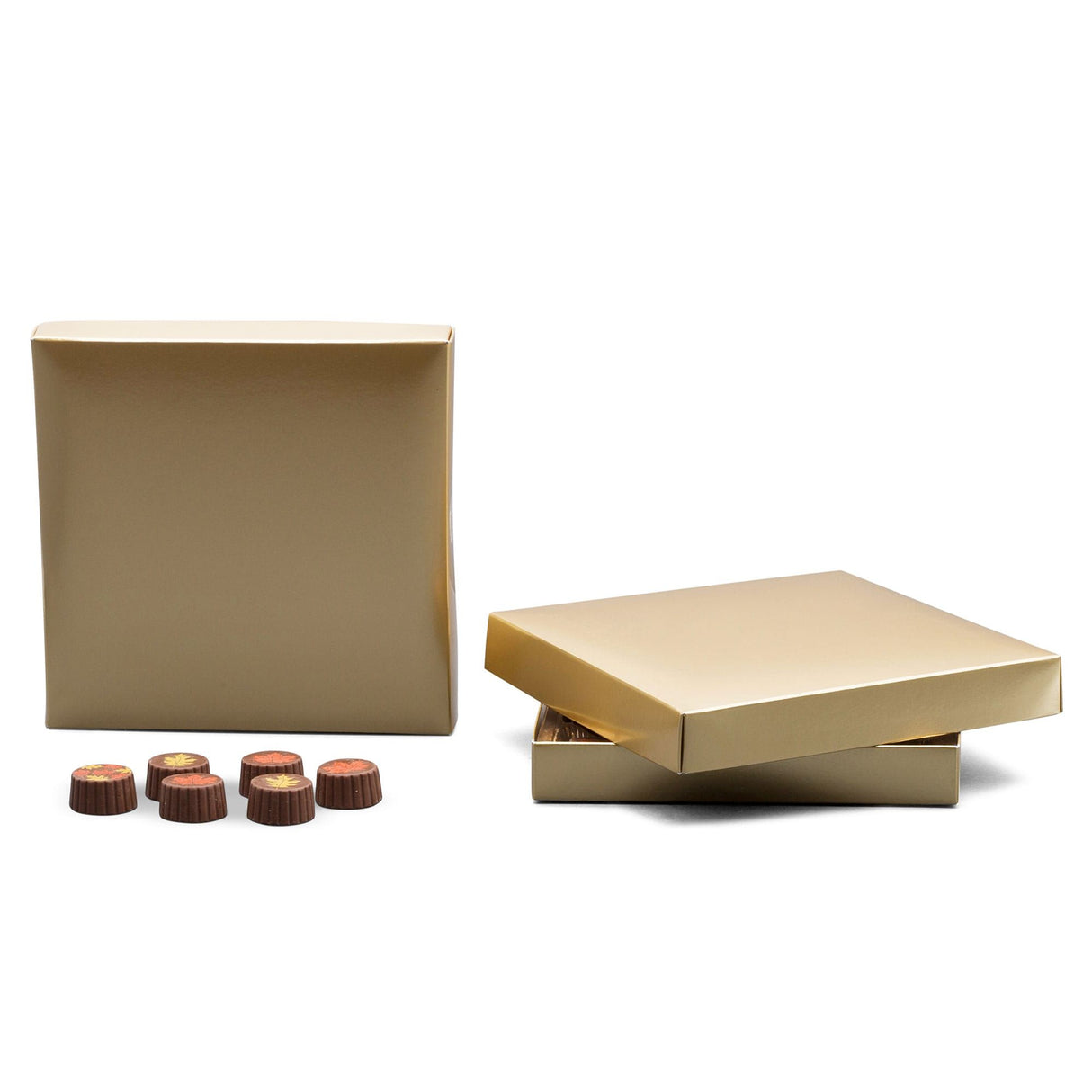 Gold - Candy Box Lid - (16 oz x 2 Layers) 7-3/4 x 7-3/4 x 1-1/8"