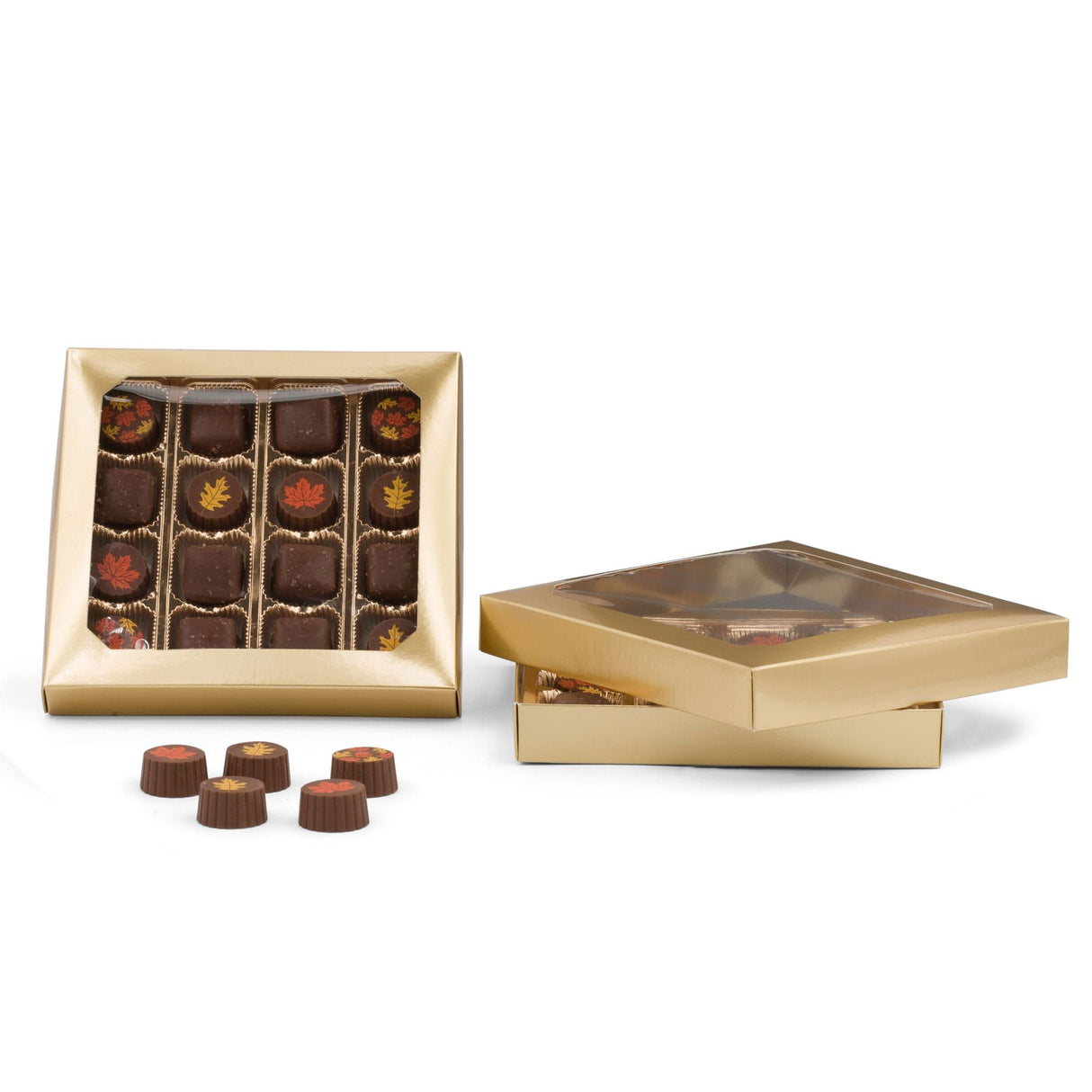 Gold Window - Candy Box Lid - (16 oz x 2 Layers) 7-3/4 x 7-3/4 x 1-1/8"