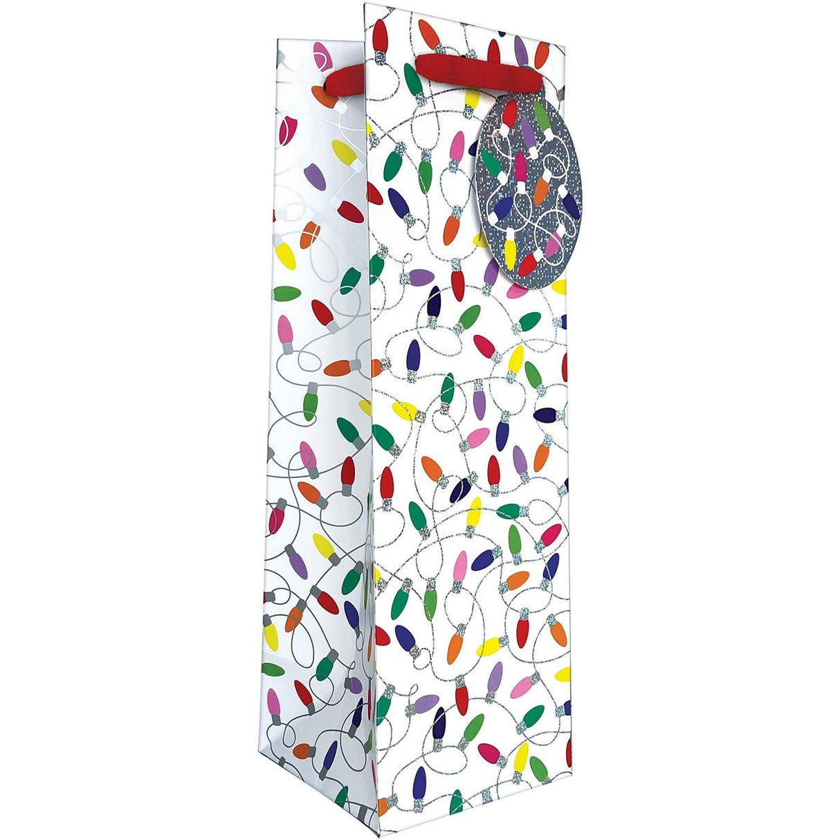 Christmas Lights White - Wine Bag - 4-1/2 x 4-1/2 x 14"
