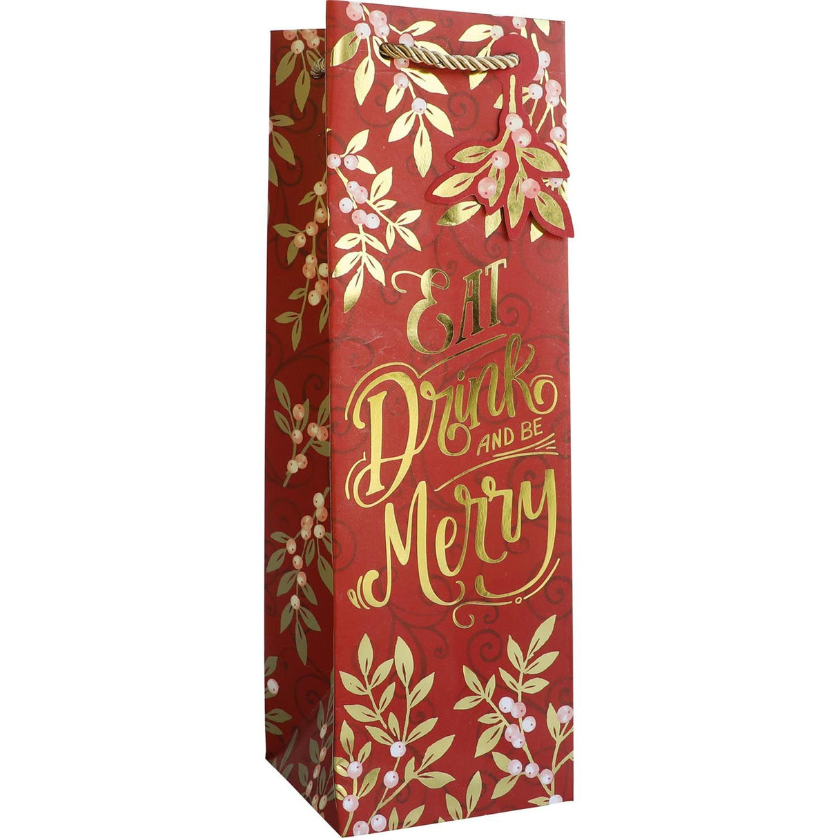 Holiday Floral - Wine Bag - 4-1/2 x 4-1/2 x 14"