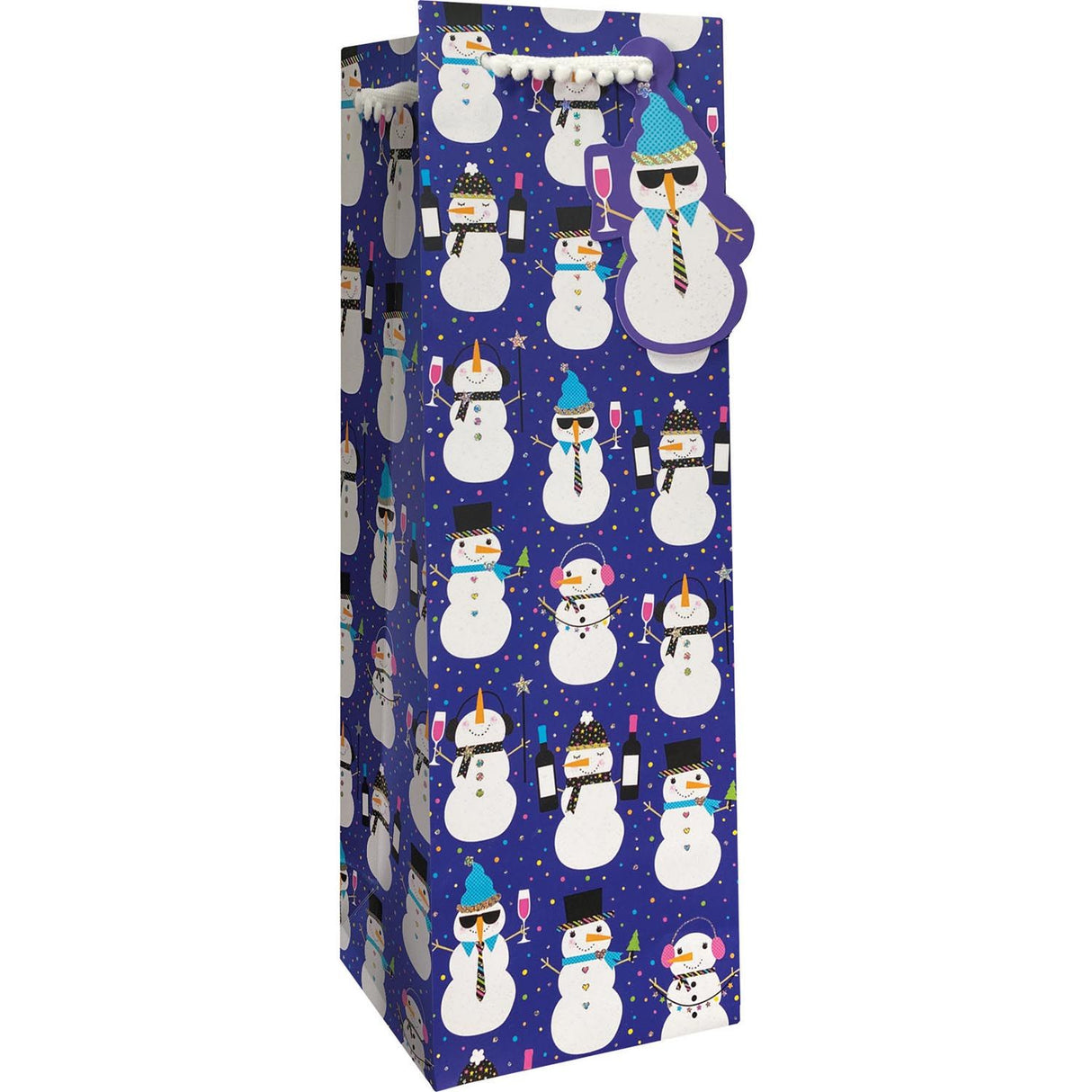 Snowman Party - Wine Bag - 4-1/2 x 4-1/2 x 14"