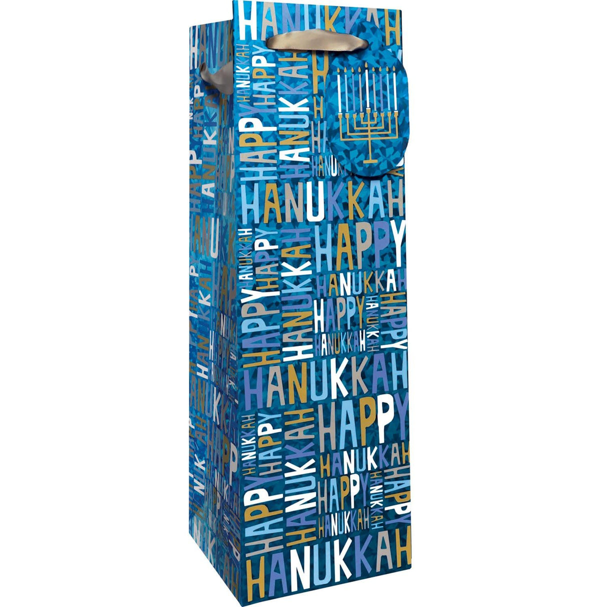 Hanukkah Greetings - Wine Bag - 4-1/2 x 4-1/2 x 14"