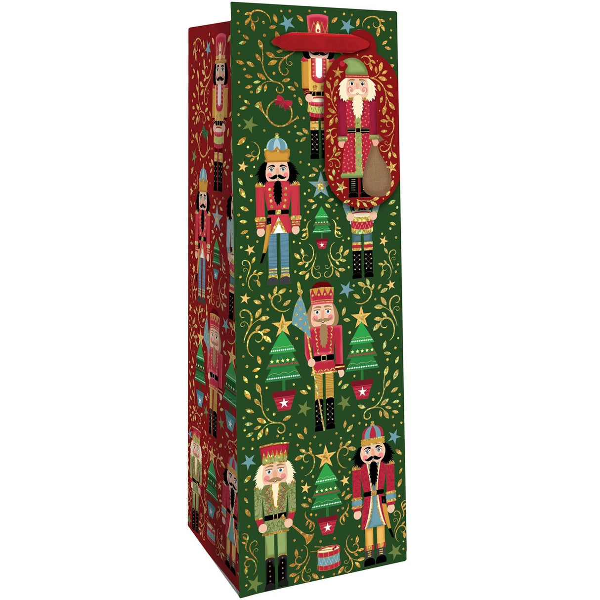 Sparkling Nutcracker - Wine Bag - 4-1/2 x 4-1/2 x 14"