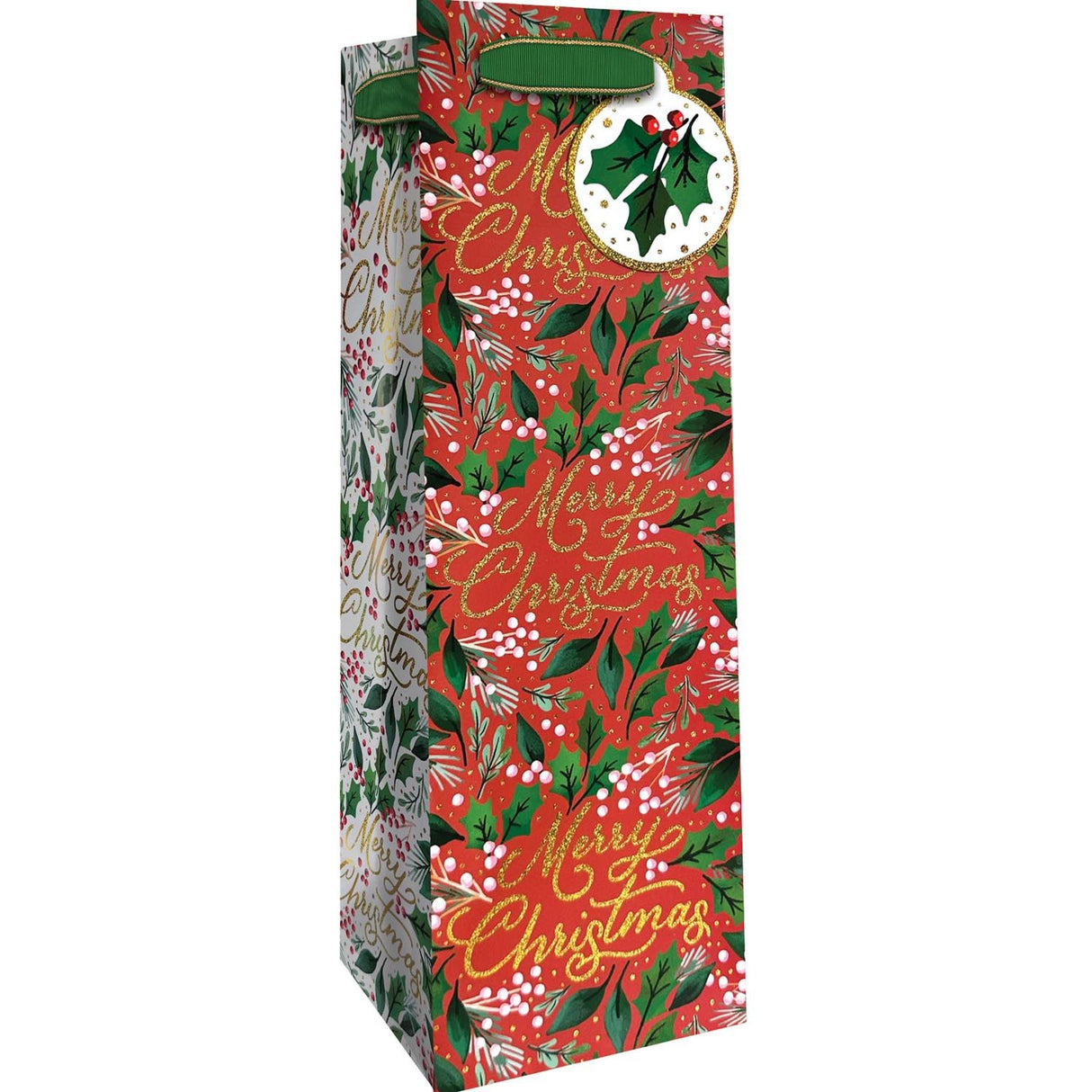 Merry Christmas - Wine Bag - 4-1/2 x 4-1/2 x 14"