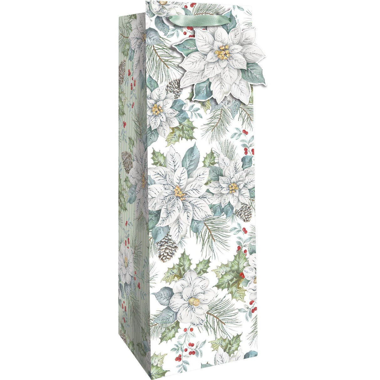 Snowdrift Floral - Wine Bag - 4-1/2 x 4-1/2 x 14"