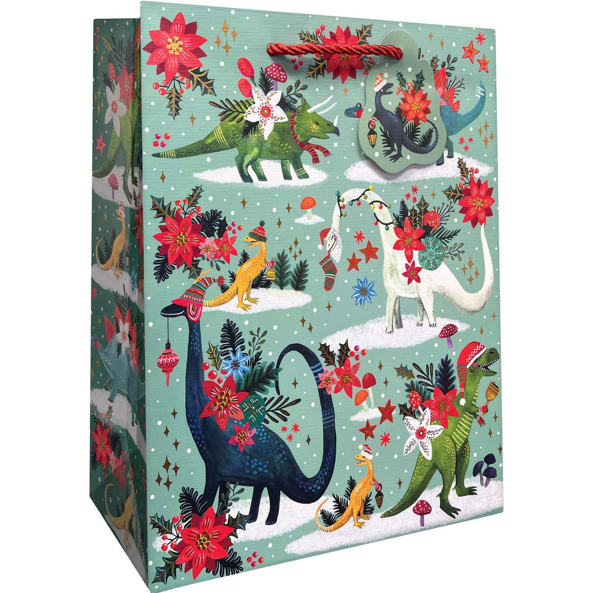 Festive Dinosaurs - Gift Bag - 10 x 5 x 12-1/2"