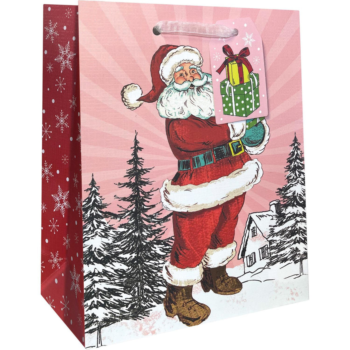 Retro Santa - Gift Bag - 8 x 4 x 10"