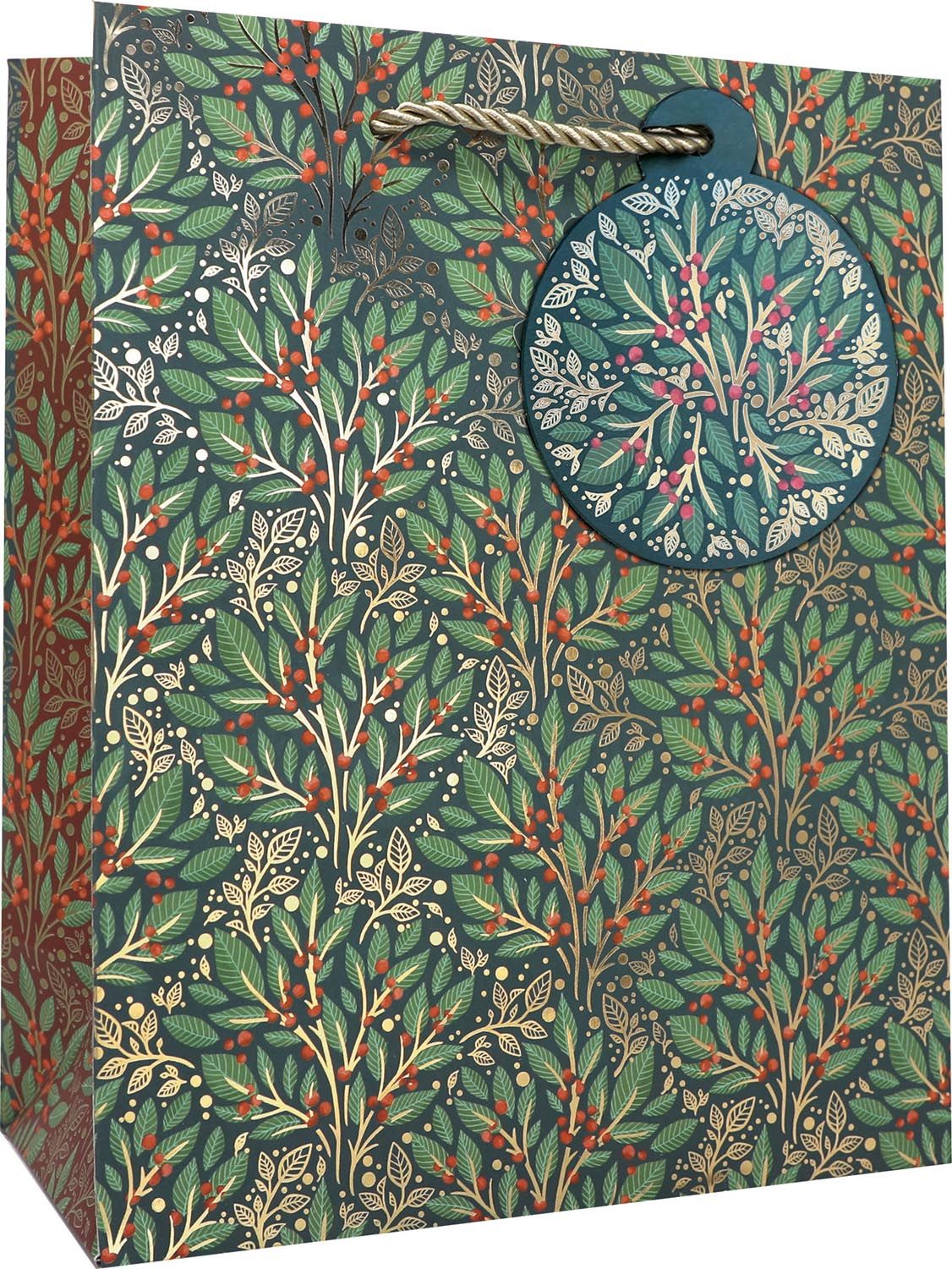 Holly Tapestry - Gift Bag - 8 x 4 x 10"