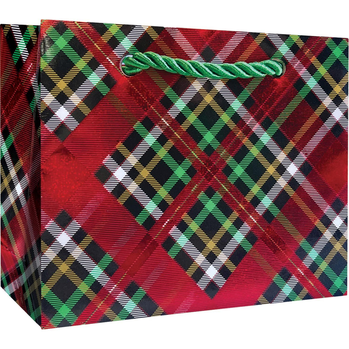 Red Holographic Plaid - Gift Bag - 5 x 2 x 4"