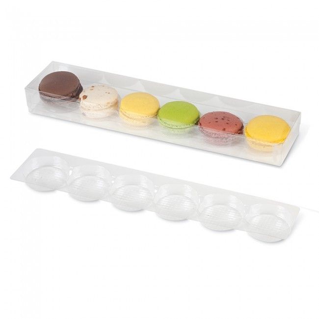 Clear - Oreo / Macaron Tray - (6 Pc.) 2-1/4 x 10-3/4 x 1/2" - Pack/25