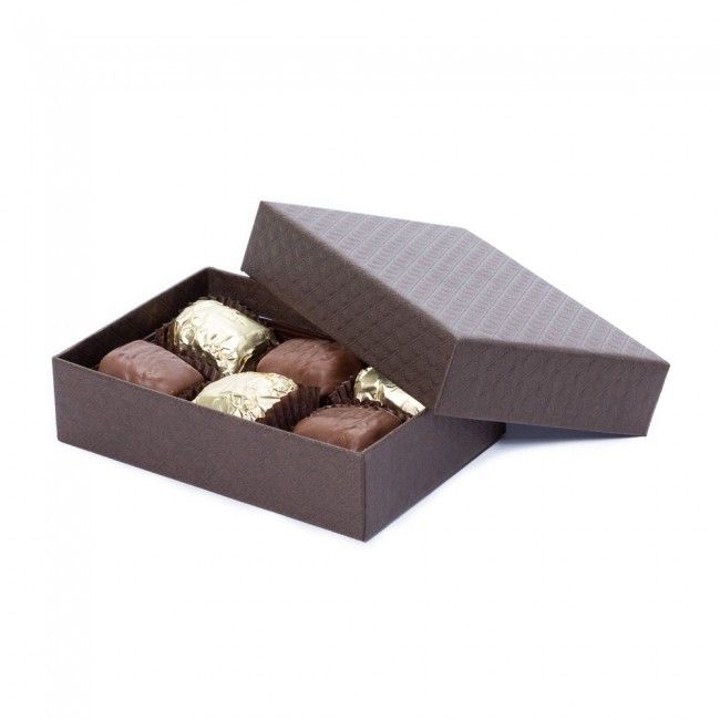 Quilted Brown - Set Up Candy Box - (6 Pc.) 4-3/4 x 3-1/4 x 1-3/16"