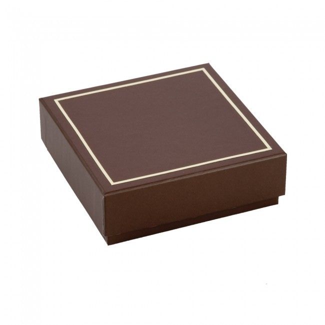 Brown/Cream - Square Set Up Candy Box - (4 Pc.) 3-1/4 x 3-1/4 x 1-3/16" - Square