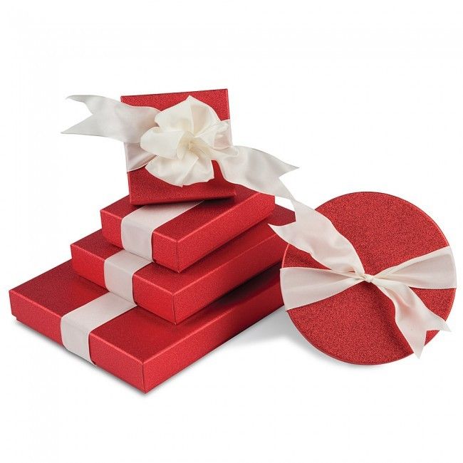 Red Sparkle - Square Set Up Candy Box - (4 Pc.) 3-1/4 x 3-1/4 x 1-3/16" - Square