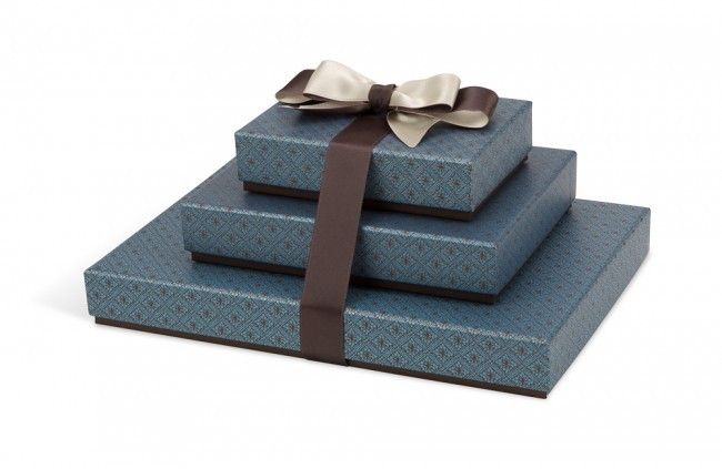 Siena Brown/Blue - Rectangle Set Up Candy Box - (12 Pc.) 6-3/8 x 4-3/4 x 1-3/16"