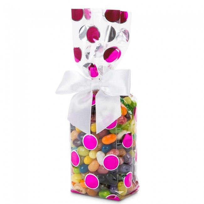 Pink Large Dots - Stand Up Candy Bag - (1/2 lb) 2-1/4 x 1-7/8 x 9-1/2"