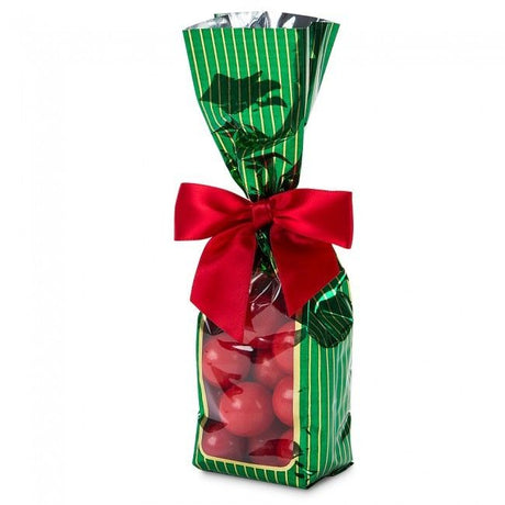 Green and Gold Striped Window - Stand Up Candy Bag - (1/2 lb) 2-1/4 x 1-7/8 x 9-1/2"
