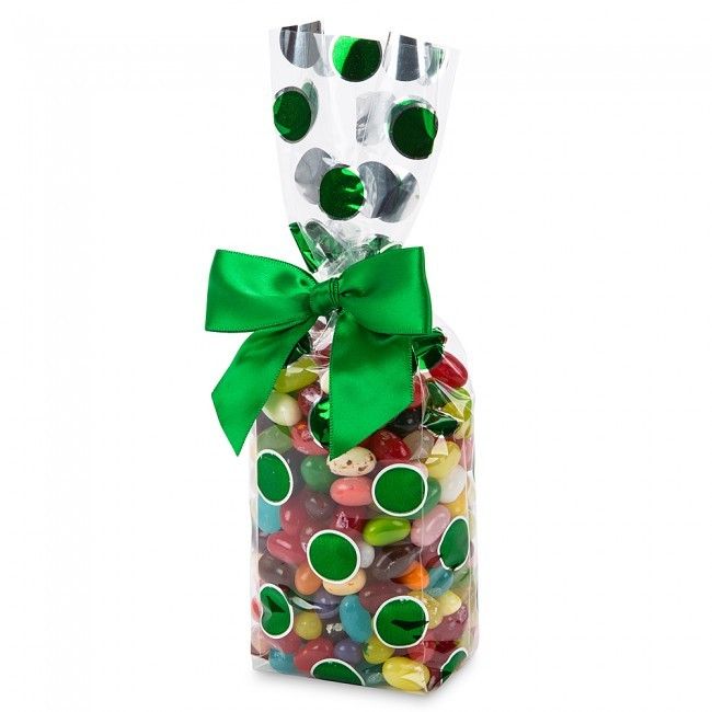Green Large Dots - Stand Up Candy Bag - (1lb) 2-3/4 x 2 x 11"