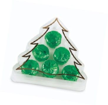 Clear/Gold - Clear Tree Candy Box - 5-3/16 x 5-3/16 x 1-1/4"