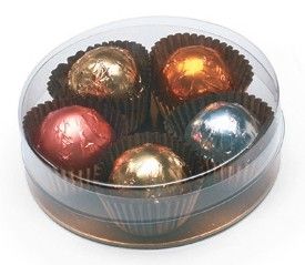 Clear - Clear Round Candy Box (Gold Base) - (Small) 3-1/2 x 7/8"