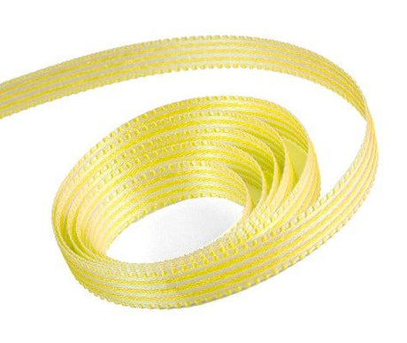 White / Lemon - Candy Swirl Ribbon - 3/8" x 25 Yards