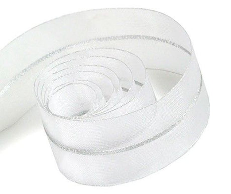 White / Silver - Chandelle Ribbon - 1-1/2" x 25 Yards