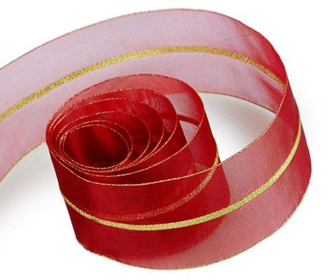 Red / Gold - Chandelle Ribbon - 1-1/2" x 25 Yards
