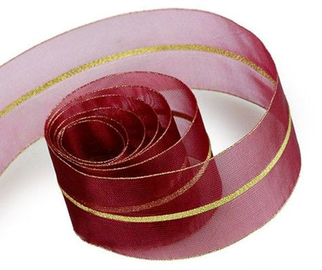 Wine / Gold - Chandelle Ribbon - 1-1/2" x 100 Yards