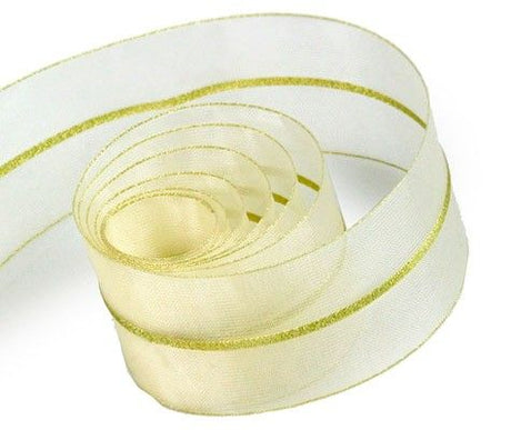 Ivory / Gold - Chandelle Ribbon - 1-1/2" x 25 Yards