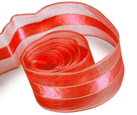 Red / Gold - Chic Sheer Ribbon - 1-1/2" x 50 Yards