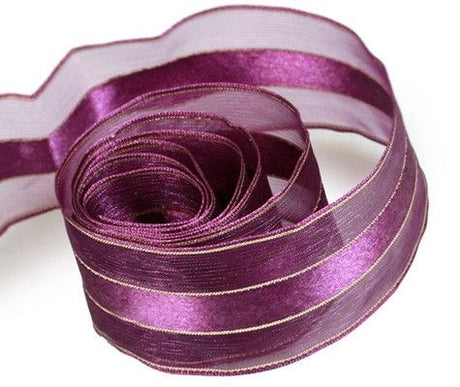 Plum / Gold - Chic Sheer Ribbon - 1-1/2" x 50 Yards
