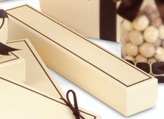 Cream/Brown - Long Rectangle Set Up Candy Box - (6 Pc.) 9-1/2 x 1-1/2 x 1-1/4"